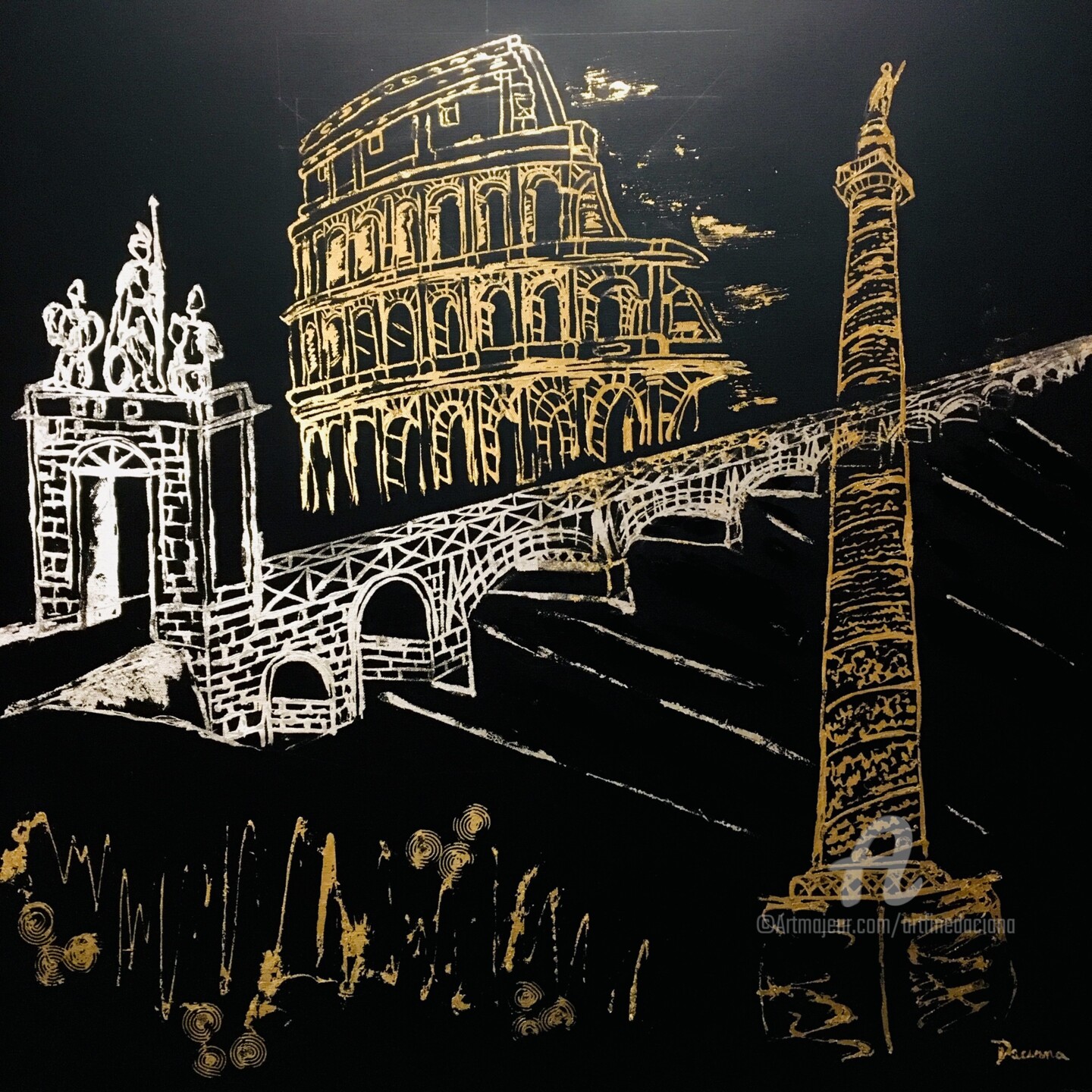 The fall of Dacia gold and silver leaf